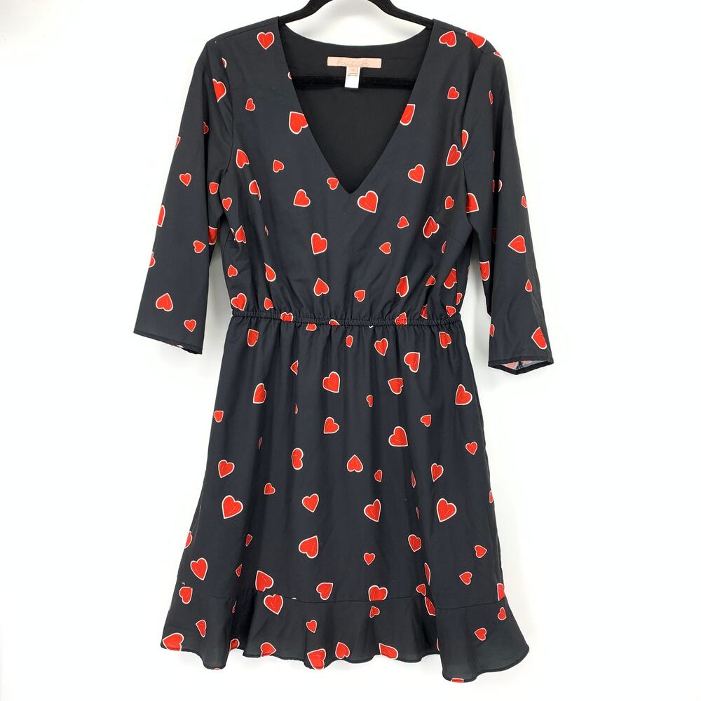 Hutch For Anthropologie Fit & Flare Mini Dress Womens Size M Novelty Heart Print